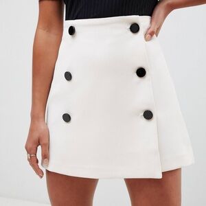 ASOS Cream A-Line Double Breasted Mini Skirt